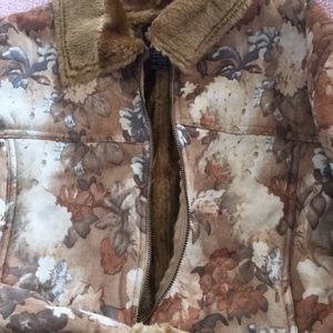 Brand New Gold Floral Jacket with Faux Fur Lining
